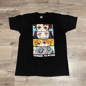 Demon Slayer T-Shirt Black Short Sleeve Anime Art Size Large